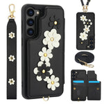 Custodia per telefono in pelle con motivo a fiori a tracolla, For Samsung Galaxy S25+ 5G, For Samsung Galaxy S25 Ultra 5G, For Samsung Galaxy S24 Ultra 5G, For Samsung Galaxy S24+ 5G