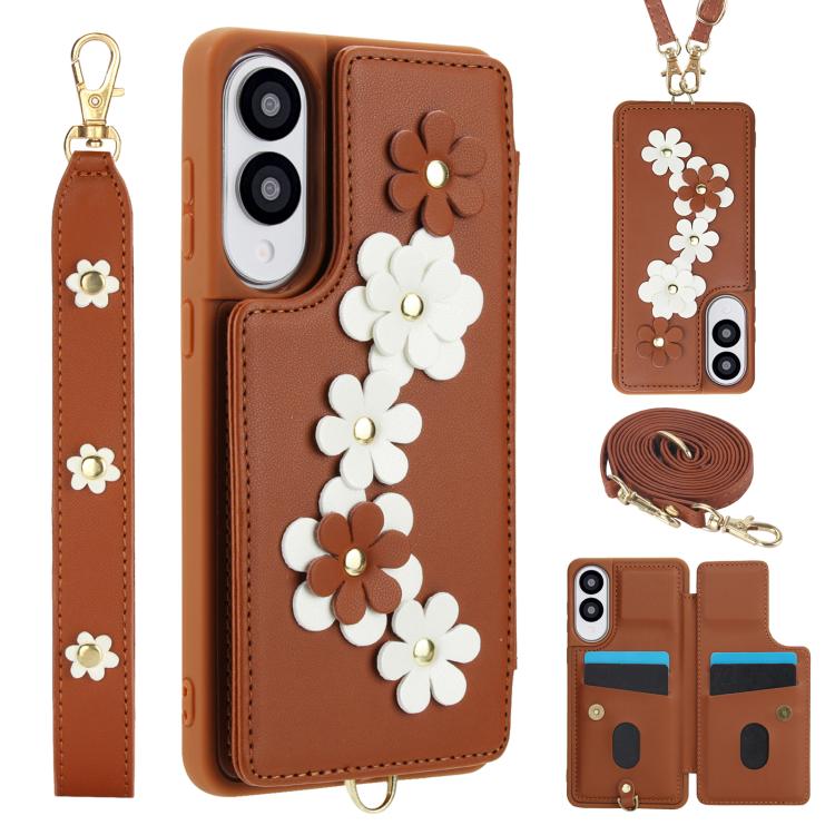 Custodia per telefono in pelle con motivo a fiori a tracolla, For Samsung Galaxy S26+ 5G, For Samsung Galaxy S26 Ultra 5G, For Samsung Galaxy S26 5G, For Samsung Galaxy S25 Edge 5G