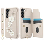 Custodia per telefono in pelle con motivo a fiori a tracolla, For Samsung Galaxy S26+ 5G, For Samsung Galaxy S26 Ultra 5G, For Samsung Galaxy S26 5G, For Samsung Galaxy S25 Edge 5G