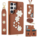 Custodia per telefono in pelle con motivo a fiori a tracolla, For Samsung Galaxy S26+ 5G, For Samsung Galaxy S26 Ultra 5G, For Samsung Galaxy S26 5G, For Samsung Galaxy S25 Edge 5G