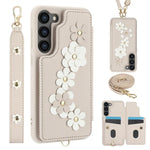 Custodia per telefono in pelle con motivo a fiori a tracolla, For Samsung Galaxy S26+ 5G, For Samsung Galaxy S26 Ultra 5G, For Samsung Galaxy S26 5G, For Samsung Galaxy S25 Edge 5G