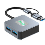 Adattatore HUB 4 porte USB 3.2 e USB-C in lega di alluminio