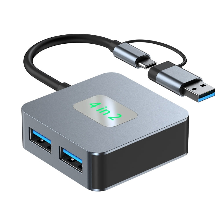 Adattatore HUB 4 porte USB 3.2 e USB-C in lega di alluminio