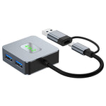 Adattatore HUB 4 porte USB 3.2 e USB-C in lega di alluminio