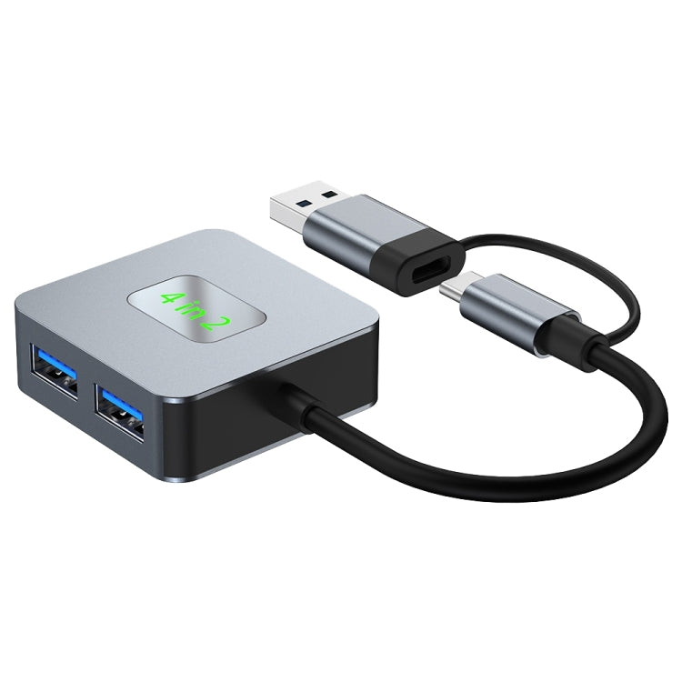 Adattatore HUB 4 porte USB 3.2 e USB-C in lega di alluminio