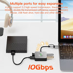 Adattatore HUB 4 porte USB 3.2 e USB-C in lega di alluminio