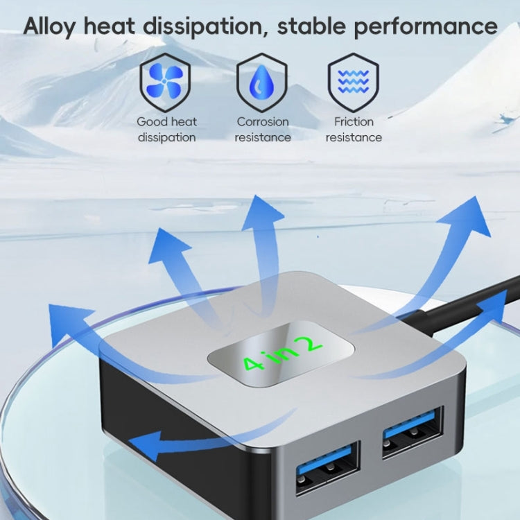 Adattatore HUB 4 porte USB 3.2 e USB-C in lega di alluminio