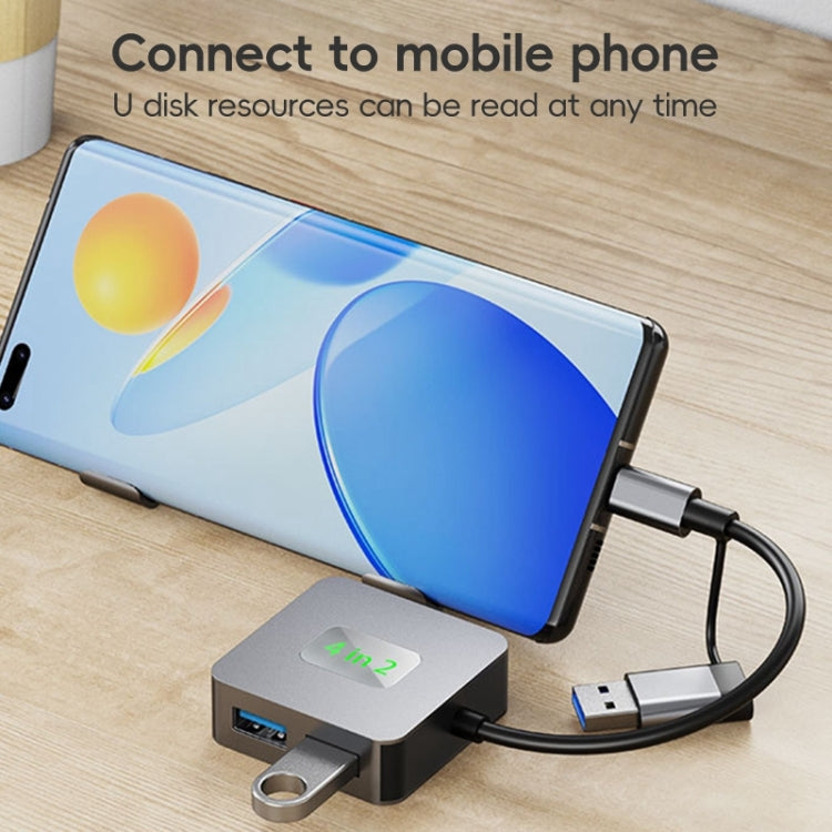 Adattatore HUB 4 porte USB 3.2 e USB-C in lega di alluminio