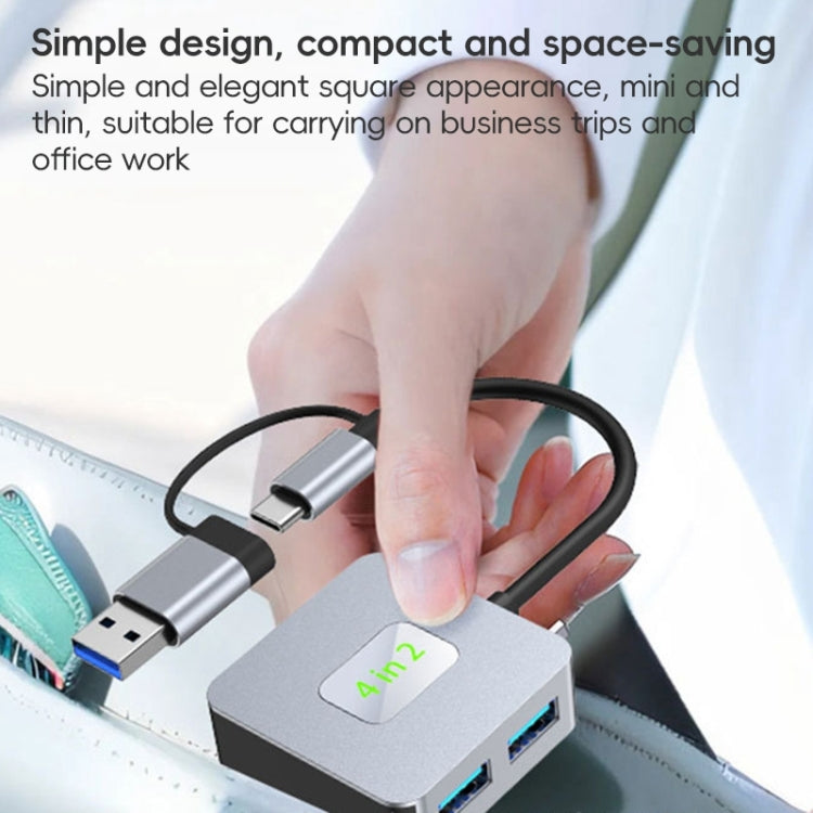 Adattatore HUB 4 porte USB 3.2 e USB-C in lega di alluminio