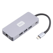 BYL-2318 9 in 1 USB-C / Tipo-C a USB3.0+Tipo-C+1000M Ethernet+HDTV+SD / TF Doppia stazione di docking per schede, BYL-2318