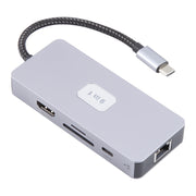 BYL-2318 9 in 1 USB-C / Tipo-C a USB3.0+Tipo-C+1000M Ethernet+HDTV+SD / TF Doppia stazione di docking per schede, BYL-2318