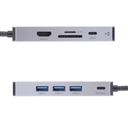 BYL-2318 9 in 1 USB-C / Tipo-C a USB3.0+Tipo-C+1000M Ethernet+HDTV+SD / TF Doppia stazione di docking per schede, BYL-2318