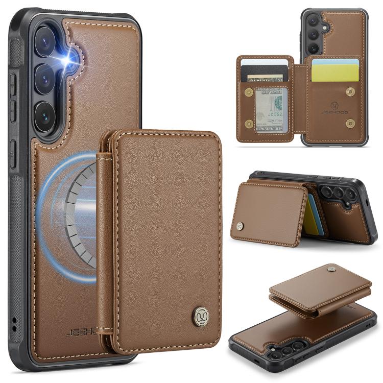 Custodia per telefono in pelle RFID stile magnetico aziendale JEEHOOD J05, For Galaxy S25 FE 5G, For Samsung Galaxy S25 Edge 5G, For Samsung Galaxy S25 5G, For Samsung Galaxy S25+ 5G