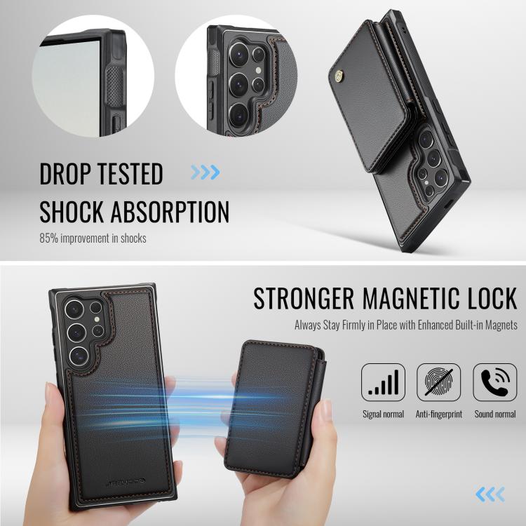 Custodia per telefono in pelle RFID stile magnetico aziendale JEEHOOD J05, For Samsung Galaxy S25 Ultra 5G, For Samsung Galaxy S24 FE 5G, For Samsung Galaxy S24+ 5G, For Samsung Galaxy S24 5G