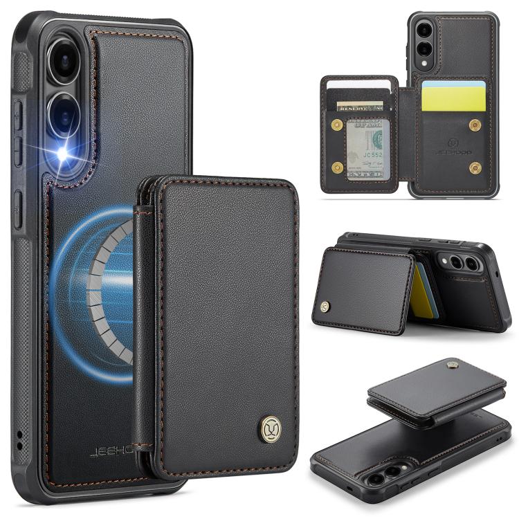 Custodia per telefono in pelle RFID stile magnetico aziendale JEEHOOD J05, For Galaxy S25 FE 5G, For Samsung Galaxy S25 Edge 5G, For Samsung Galaxy S25 5G, For Samsung Galaxy S25+ 5G