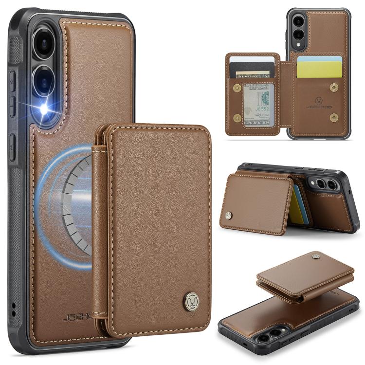 Custodia per telefono in pelle RFID stile magnetico aziendale JEEHOOD J05, For Galaxy S25 FE 5G, For Samsung Galaxy S25 Edge 5G, For Samsung Galaxy S25 5G, For Samsung Galaxy S25+ 5G