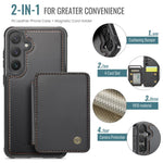 Custodia per telefono in pelle RFID stile magnetico aziendale JEEHOOD J05, For Galaxy S25 FE 5G, For Samsung Galaxy S25 Edge 5G, For Samsung Galaxy S25 5G, For Samsung Galaxy S25+ 5G