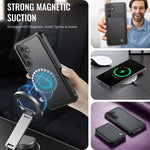Custodia per telefono in pelle RFID stile magnetico aziendale JEEHOOD J05, For Galaxy S25 FE 5G, For Samsung Galaxy S25 Edge 5G, For Samsung Galaxy S25 5G, For Samsung Galaxy S25+ 5G