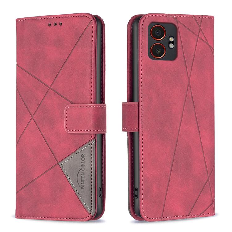 Custodia per telefono in pelle con trama a rombo con fibbia magnetica, For Samsung Galaxy XCover 7 Pro