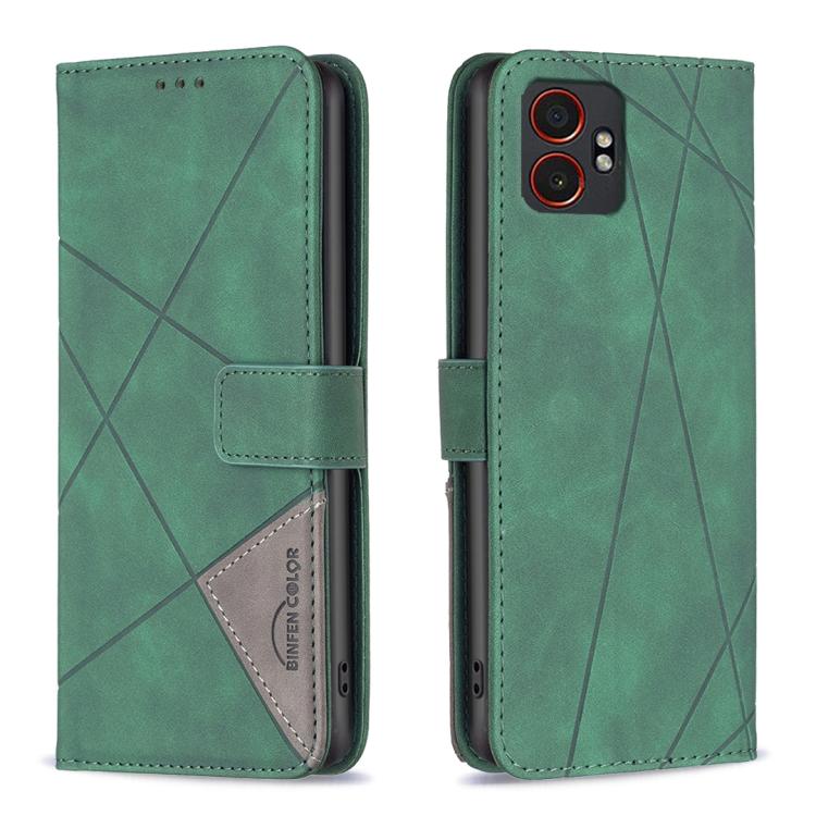 Custodia per telefono in pelle con trama a rombo con fibbia magnetica, For Samsung Galaxy XCover 7 Pro