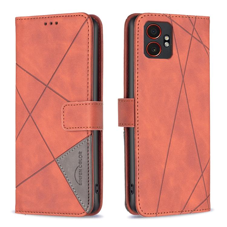 Custodia per telefono in pelle con trama a rombo con fibbia magnetica, For Samsung Galaxy XCover 7 Pro
