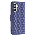 Custodia per telefono in pelle con portafoglio a reticolo diamantato, For Samsung Galaxy M35