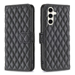 Custodia per telefono in pelle con portafoglio a reticolo diamantato, For Samsung Galaxy M35
