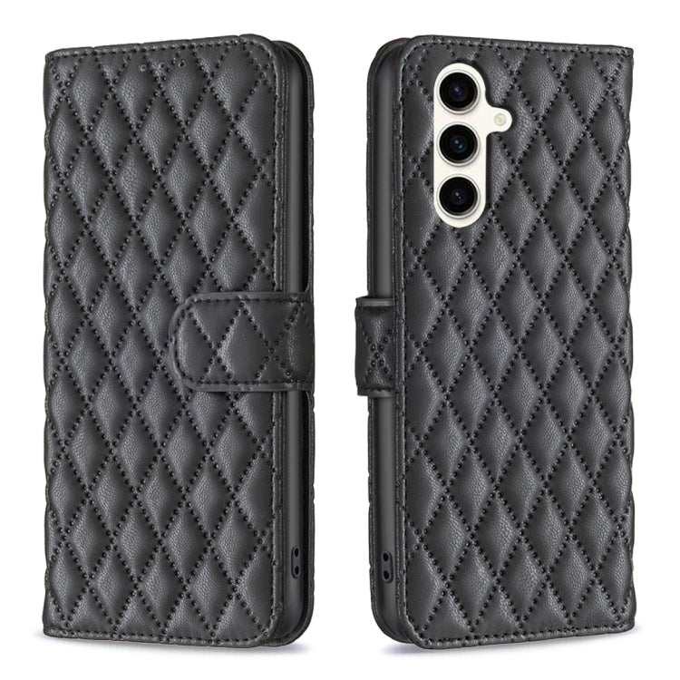 Custodia per telefono in pelle con portafoglio a reticolo diamantato, For Samsung Galaxy M35