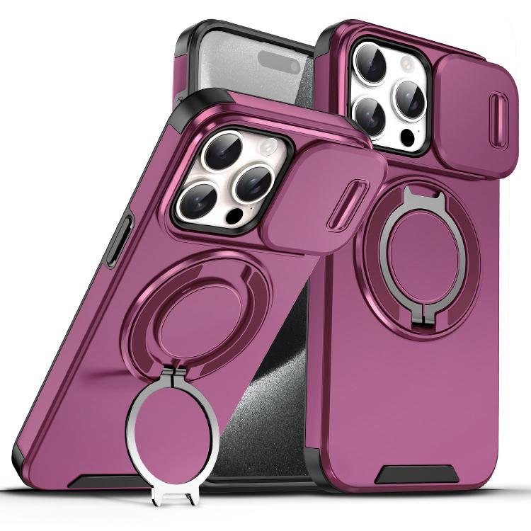 Custodia per telefono con supporto ad anello scorrevole Camshield, For iPhone 16 Plus, For iPhone 16, For iPhone 15 Pro Max