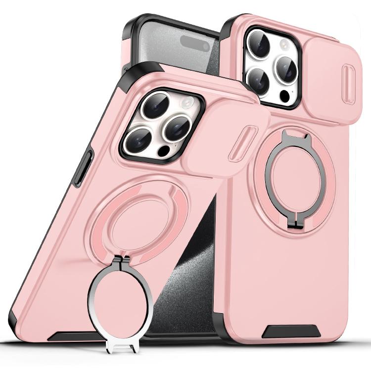 Custodia per telefono con supporto ad anello scorrevole Camshield, For iPhone 15 Pro, For iPhone 15 Plus, For iPhone 15