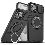 Custodia per telefono con supporto ad anello scorrevole Camshield, For iPhone 15 Pro, For iPhone 15 Plus, For iPhone 15