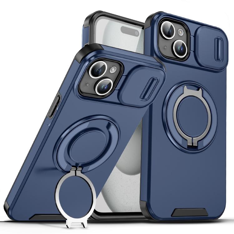 Custodia per telefono con supporto ad anello scorrevole Camshield, For iPhone 15 Pro, For iPhone 15 Plus, For iPhone 15