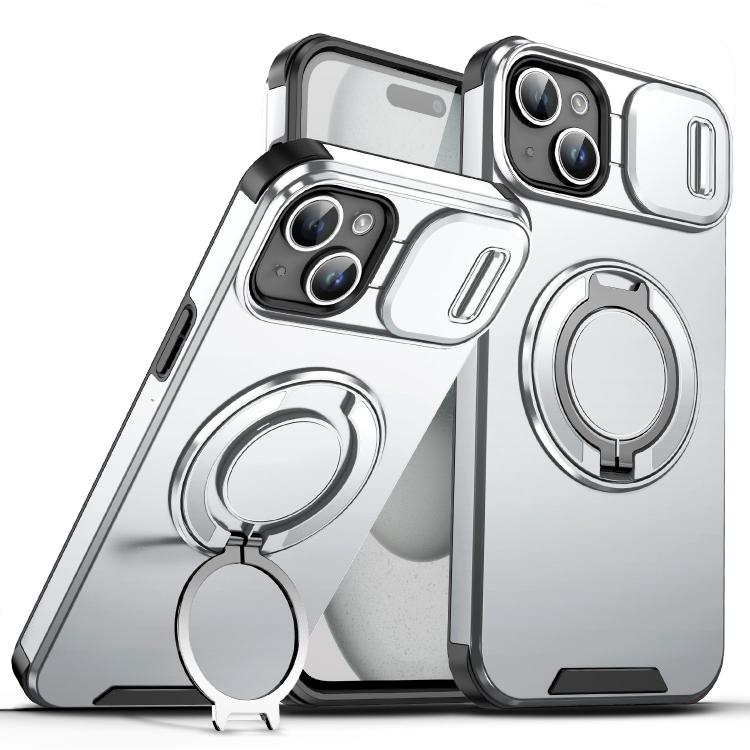 Custodia per telefono con supporto ad anello scorrevole Camshield, For iPhone 15 Pro, For iPhone 15 Plus, For iPhone 15