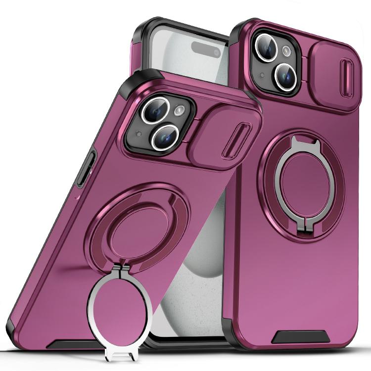 Custodia per telefono con supporto ad anello scorrevole Camshield, For iPhone 15 Pro, For iPhone 15 Plus, For iPhone 15
