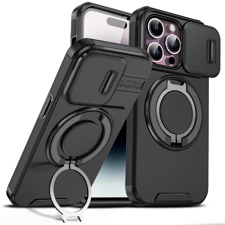 Custodia per telefono con supporto ad anello scorrevole Camshield, For iPhone 14 Plus, For iPhone 14, For iPhone 14 Pro