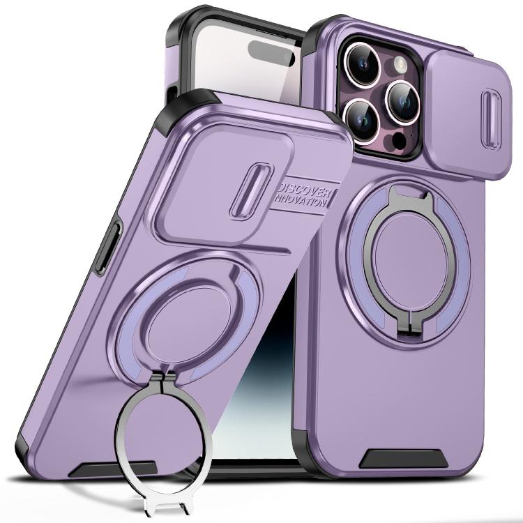 Custodia per telefono con supporto ad anello scorrevole Camshield, For iPhone 14 Plus, For iPhone 14, For iPhone 14 Pro
