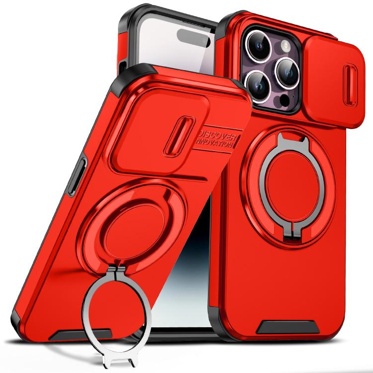 Custodia per telefono con supporto ad anello scorrevole Camshield, For iPhone 14 Plus, For iPhone 14, For iPhone 14 Pro