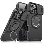 Custodia per telefono con supporto ad anello scorrevole Camshield, For iPhone 17e / 16e, For iPhone 16 Pro Max, For iPhone 16 Pro