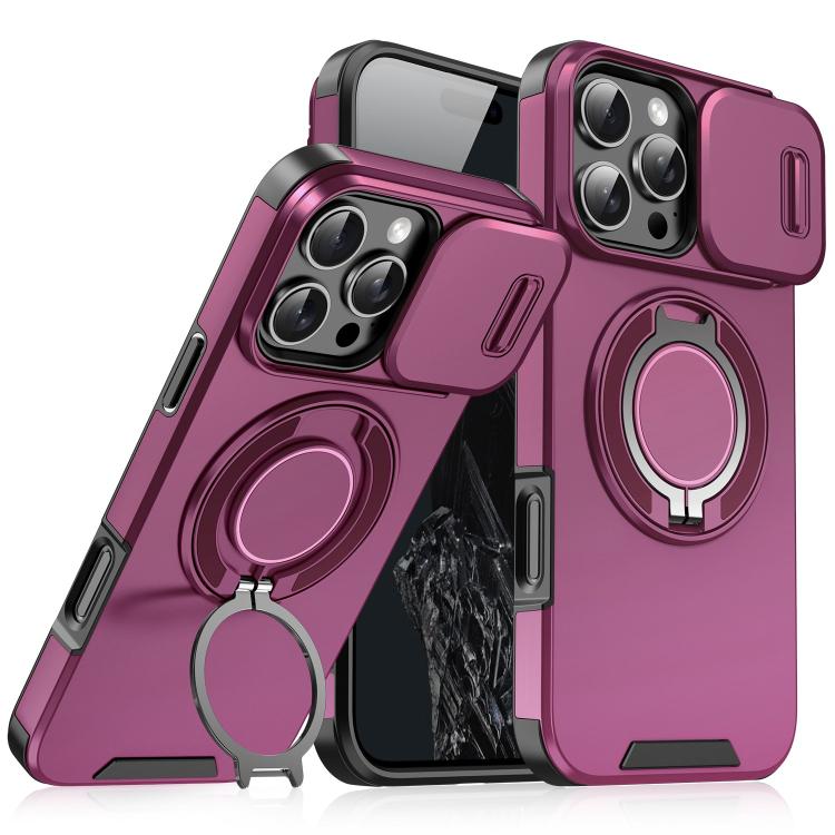 Custodia per telefono con supporto ad anello scorrevole Camshield, For iPhone 17e / 16e, For iPhone 16 Pro Max, For iPhone 16 Pro