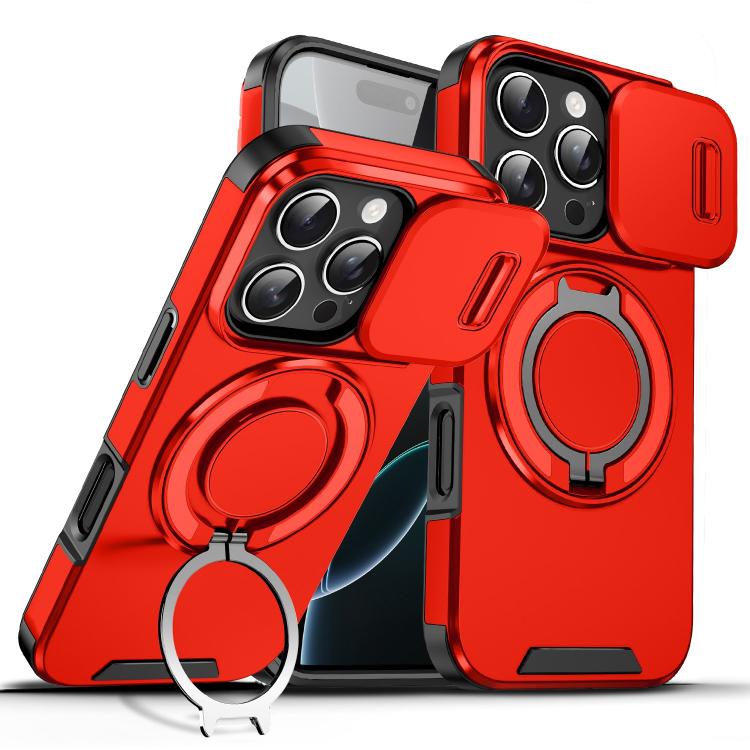 Custodia per telefono con supporto ad anello scorrevole Camshield, For iPhone 17e / 16e, For iPhone 16 Pro Max, For iPhone 16 Pro