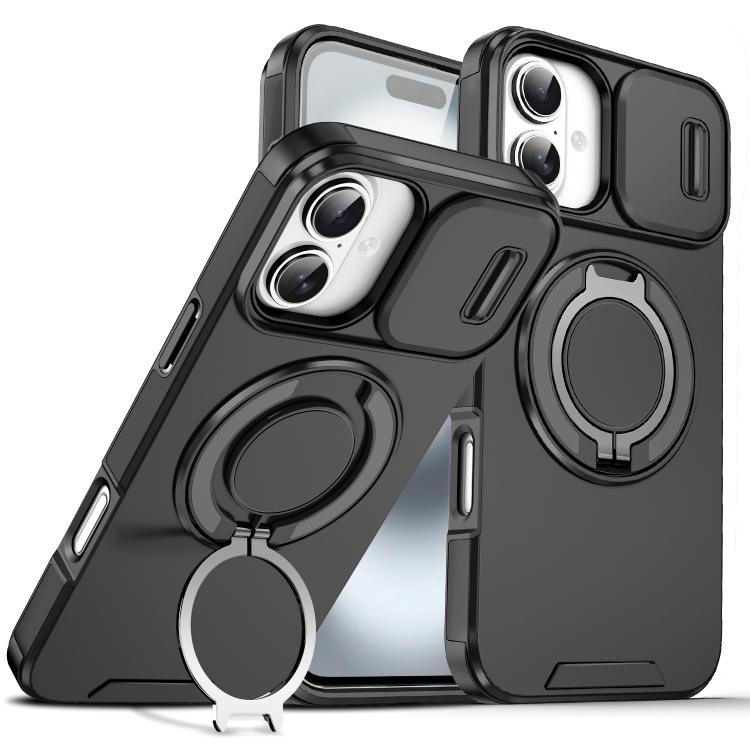 Custodia per telefono con supporto ad anello scorrevole Camshield, For iPhone 16 Plus, For iPhone 16, For iPhone 15 Pro Max