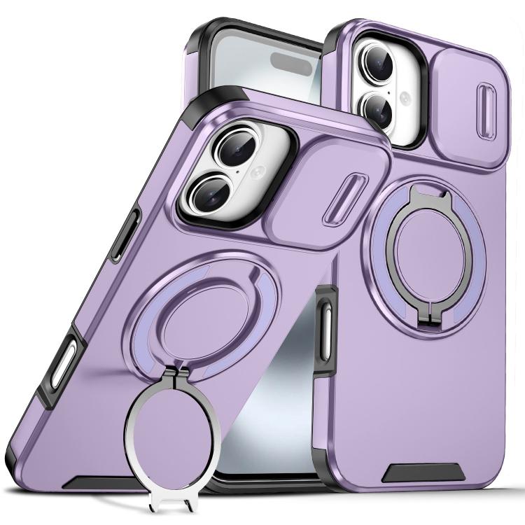 Custodia per telefono con supporto ad anello scorrevole Camshield, For iPhone 16 Plus, For iPhone 16, For iPhone 15 Pro Max