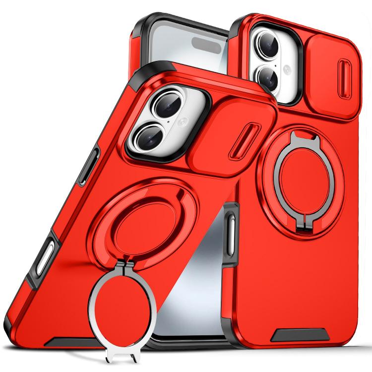 Custodia per telefono con supporto ad anello scorrevole Camshield, For iPhone 16 Plus, For iPhone 16, For iPhone 15 Pro Max