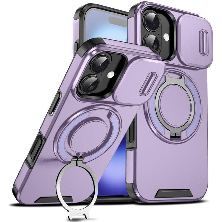 Custodia per telefono con supporto ad anello scorrevole Camshield, For iPhone 16 Plus, For iPhone 16, For iPhone 15 Pro Max