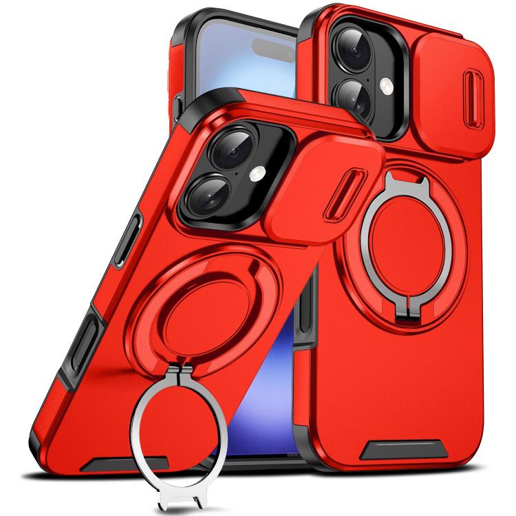Custodia per telefono con supporto ad anello scorrevole Camshield, For iPhone 16 Plus, For iPhone 16, For iPhone 15 Pro Max