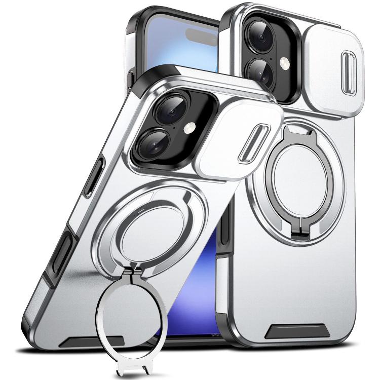 Custodia per telefono con supporto ad anello scorrevole Camshield, For iPhone 16 Plus, For iPhone 16, For iPhone 15 Pro Max