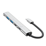 Adattatore HUB USB-C 5 in 1 con porte USB 2.0 e jack audio