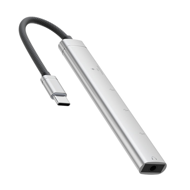 Adattatore HUB USB-C 5 in 1 con porte USB 2.0 e jack audio