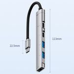 Adattatore HUB USB-C 5 in 1 con porte USB 2.0 e jack audio