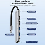 Adattatore HUB USB-C 5 in 1 con porte USB 2.0 e jack audio